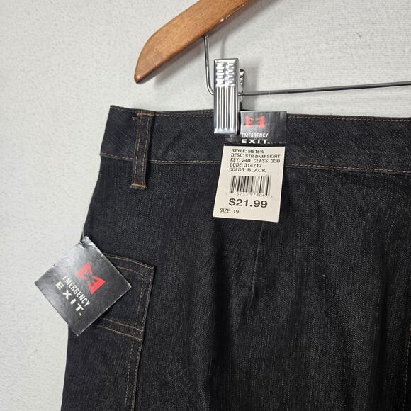 VTG Emergency Exit Denim Jean Skirt sz 19 (2X) Blue A-Line Zip Pockets - Picture 7 of 13